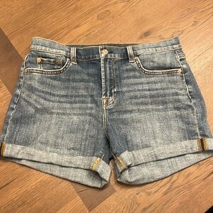7 For All Mankind Mid Roll Jean Shorts. Mid-wash